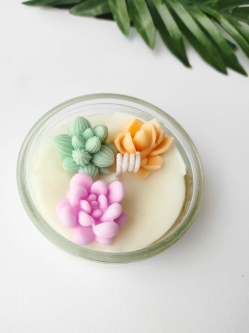 Vela decorativa con suculentas - Imagen 2