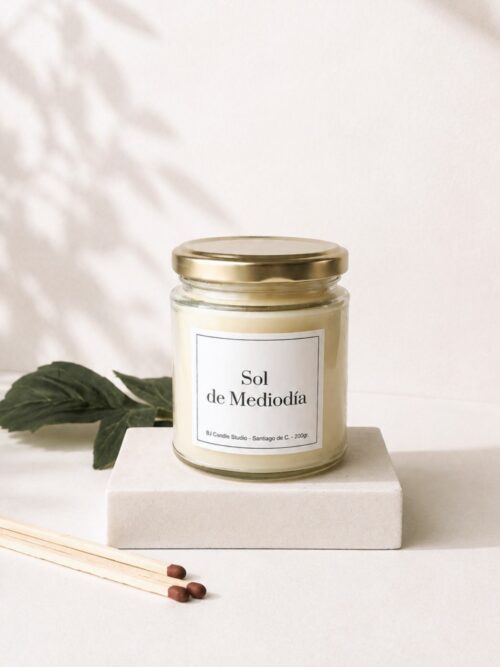 vela aromática cítrica Sol de Mediodía. Hecha a mano. BJ Candle Studio